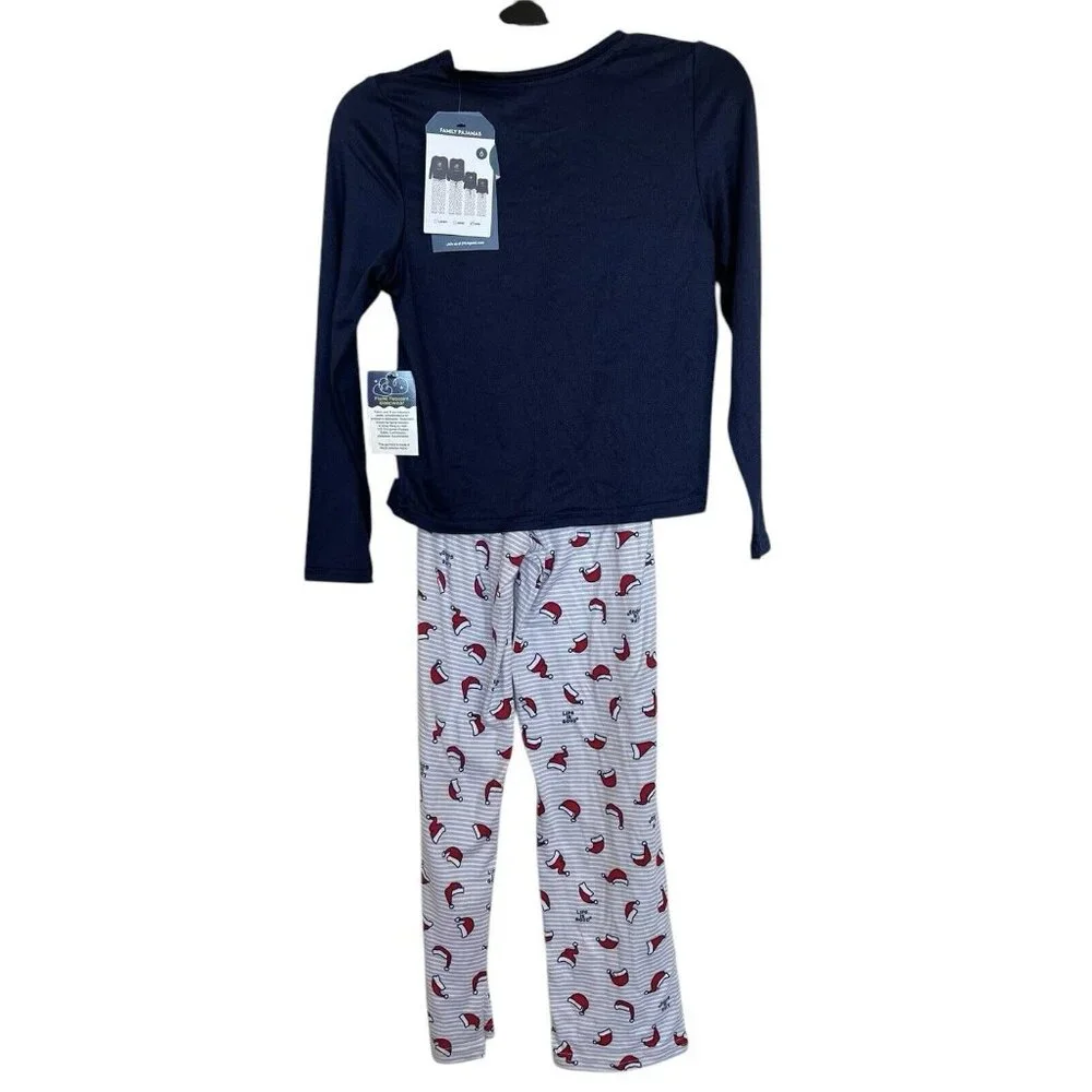 Life Is Good Kids Santa Dog Christmas PJ’s‎ Pajamas Size 6 Navy White